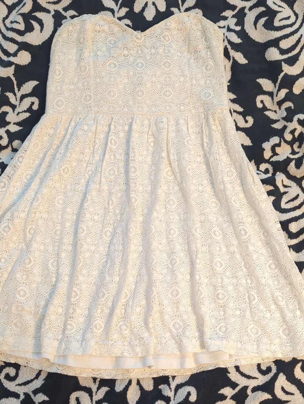 2010 Pins & Needles Cream Cotton Sweetheart Strapless Empire Mini Dress Medium
